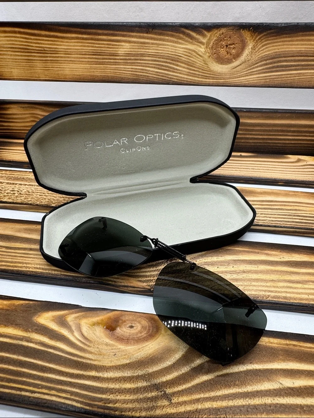 Polar Optics Polarized Clip-On Sunglasses with Protective Hard Case #0135